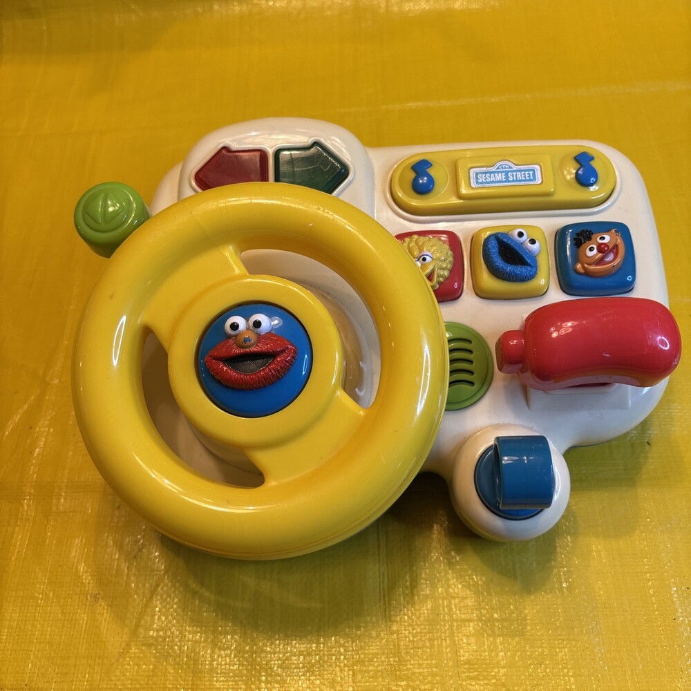 Vintage 1997 Tyco Sesame Street Pretend Driving Lights And Sounds Toy Read Desc